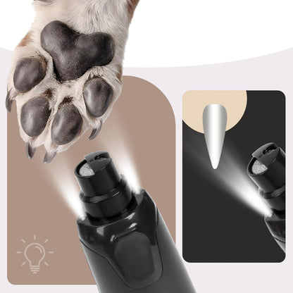 6-Speed Quiet Dog Nail Grinder with LED Light, Low-Vibration Electric Pet Nail Trimmer for Dogs and Cats, Safe Grooming Kit for Beginners, Complete Set with Storage Case