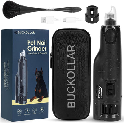 6-Speed Quiet Dog Nail Grinder with LED Light, Low-Vibration Electric Pet Nail Trimmer for Dogs and Cats, Safe Grooming Kit for Beginners, Complete Set with Storage Case