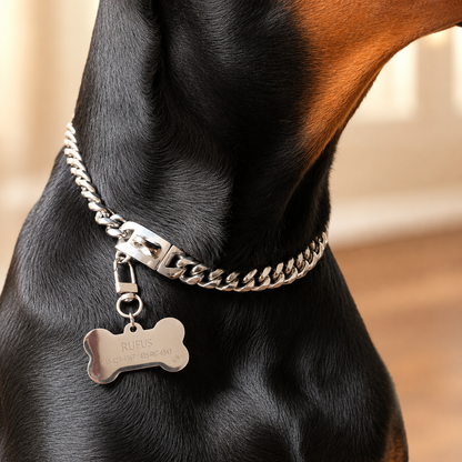 Stainless Steel Dog ID Chain with Custom Tag
